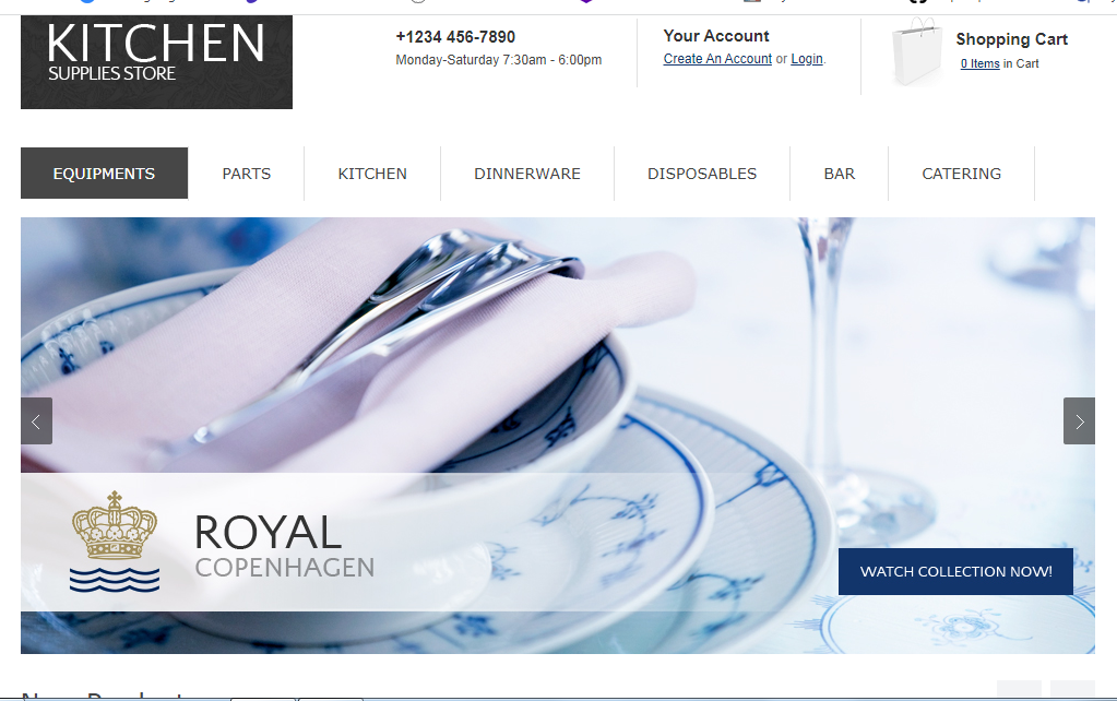 kitchen store website screenshot