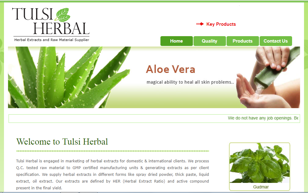 tulsi herbal website screenshot