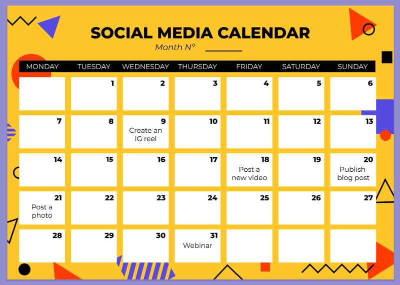 social media calendar checklist